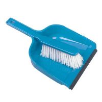 Blue Stiff Plastic Dustpan and Brush Set 33cm