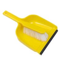 Yellow Stiff Plastic Dustpan and Brush Set 33cm