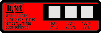 Dishwasher Temperature Strip 71, 76.5 and 82 degrees