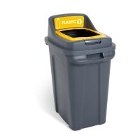 Yellow Plastic Recycling BIN & LID Open Top 70L