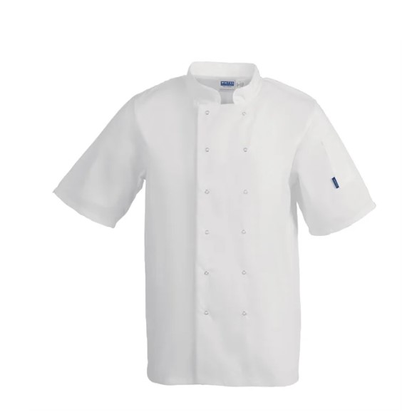 Unisex Chef Jacket Short Sleeve White (Small)