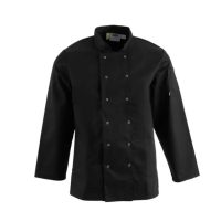 Unisex Chef Jacket Long Sleeve Black (Large)