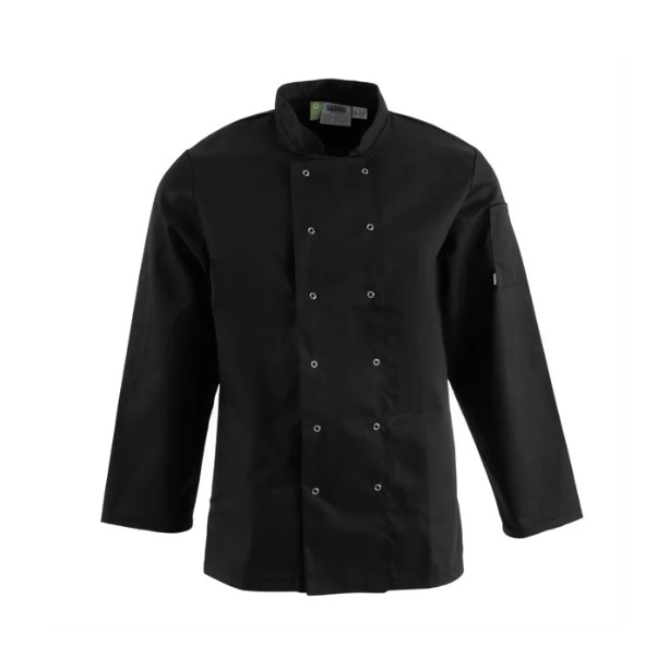 Unisex Chef Jacket Long Sleeve Black (Large)