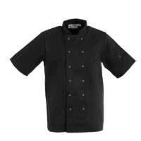 Unisex Chef Jacket Short Sleeve Black (Medium)